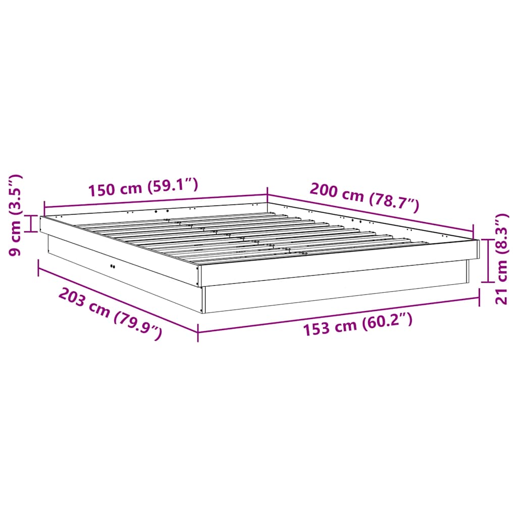 Sengeramme uten Madrass 150x200 cm Heltre Eik