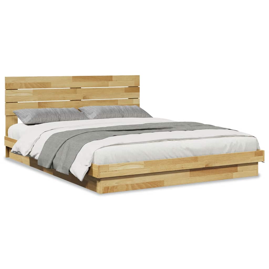 Sengeramme med sengegavl uten madrass 160x200 cm Heltre Eik