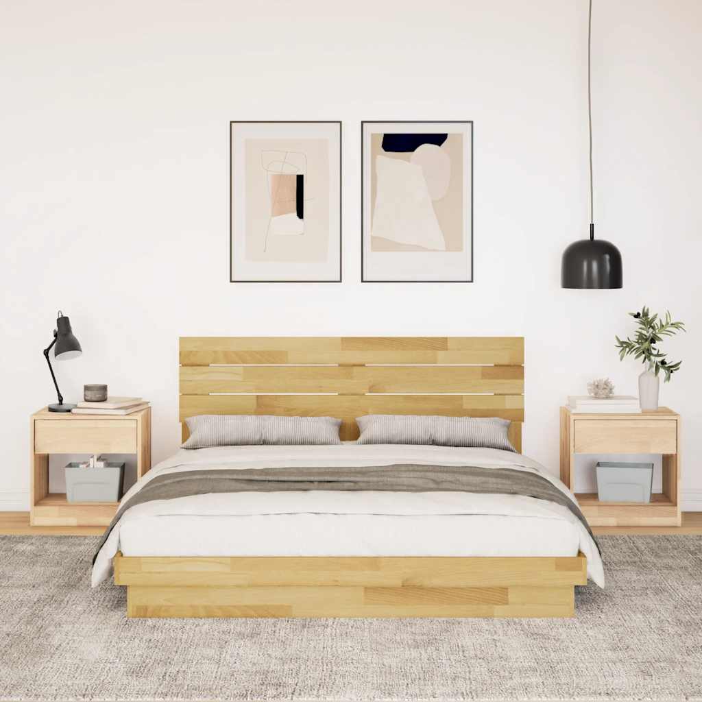 Sengeramme med sengegavl uten madrass 160x200 cm Heltre Eik