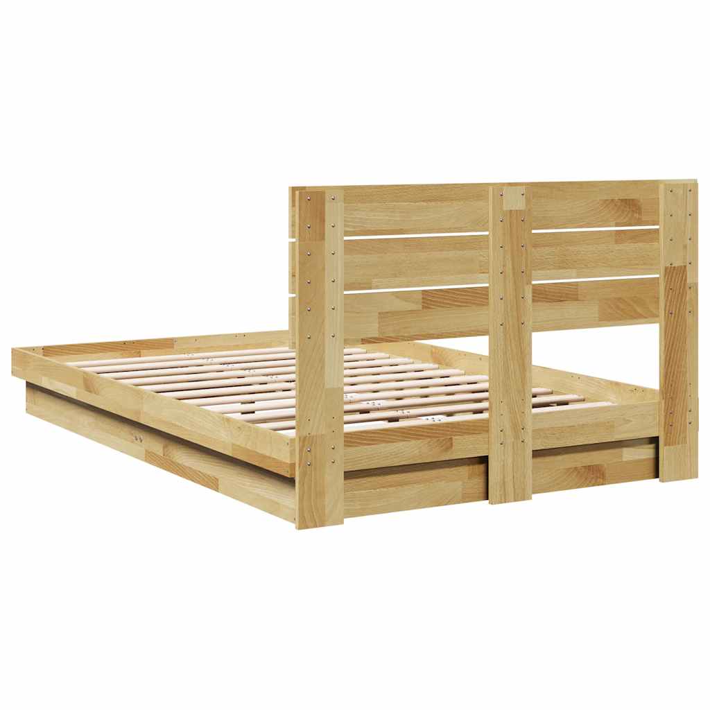Sengeramme med sengegavl uten madrass 120x200 cm Heltre Eik