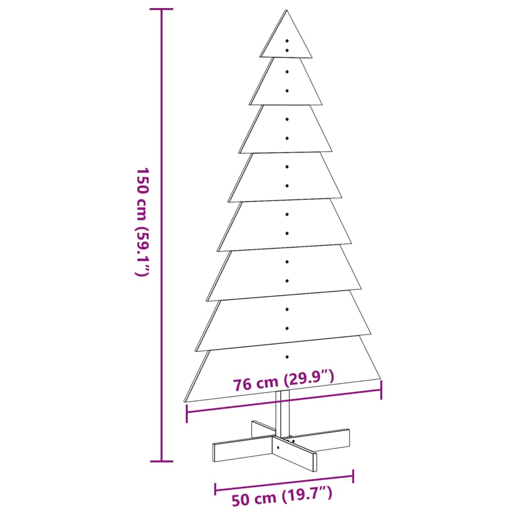 Juletre av tre til pynt 150 cm heltre furu