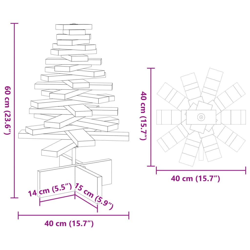Juletre av tre til pynt 60 cm heltre furu