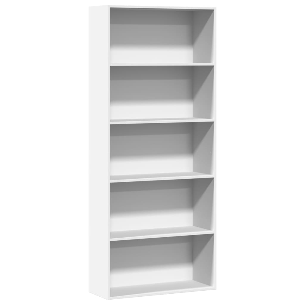 Bokhylle hvit 80x30x189 cm konstruert tre