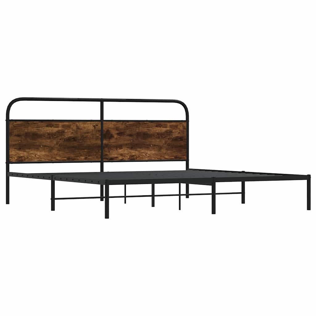 Sengeramme i metall uten madrass røkt eik 183x213 cm