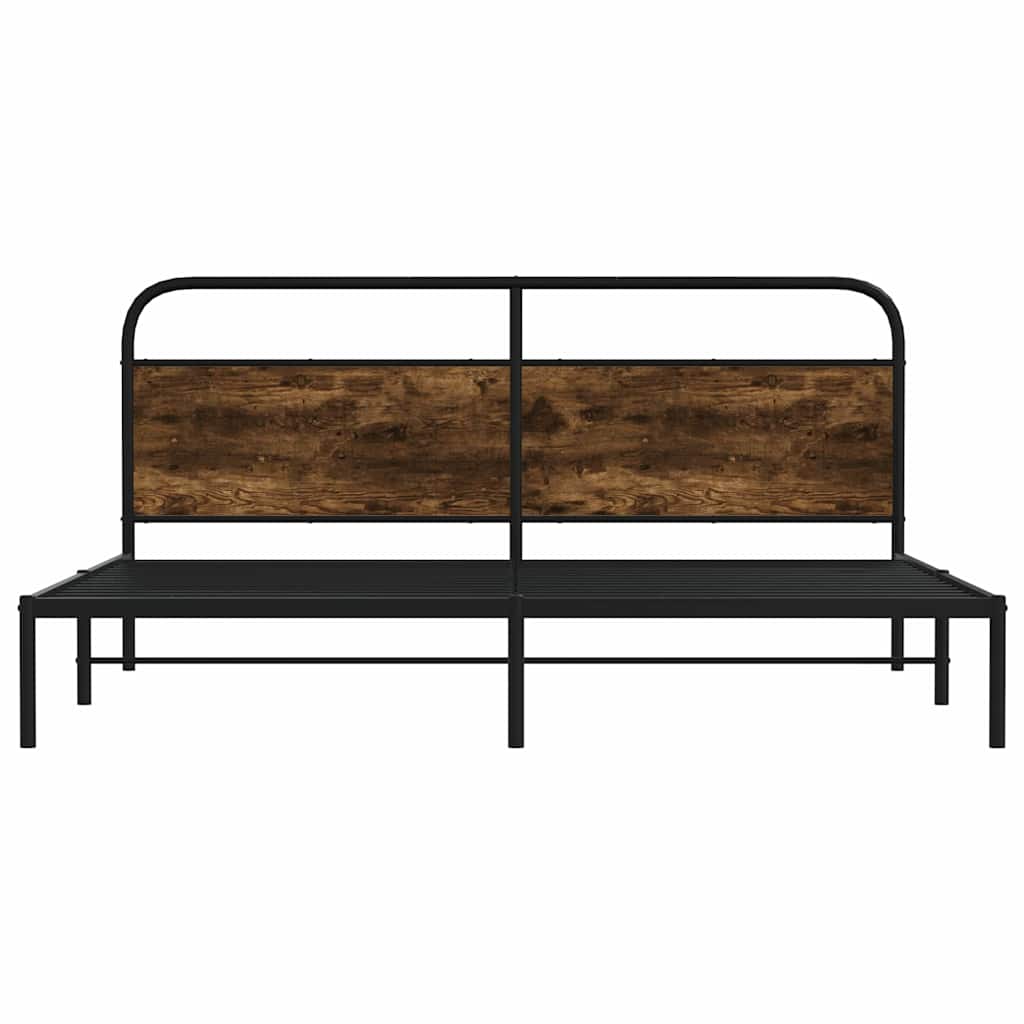 Sengeramme i metall uten madrass røkt eik 183x213 cm