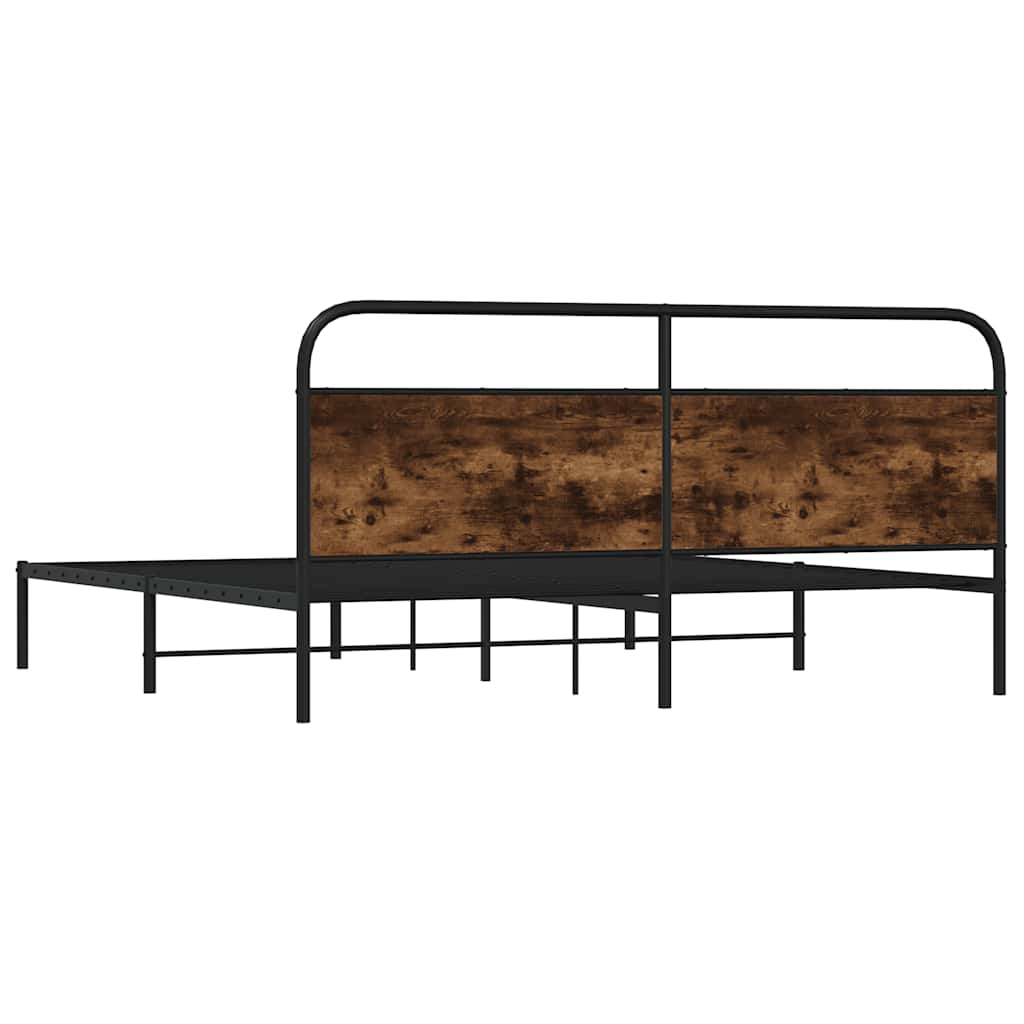 Sengeramme i metall uten madrass røkt eik 183x213 cm