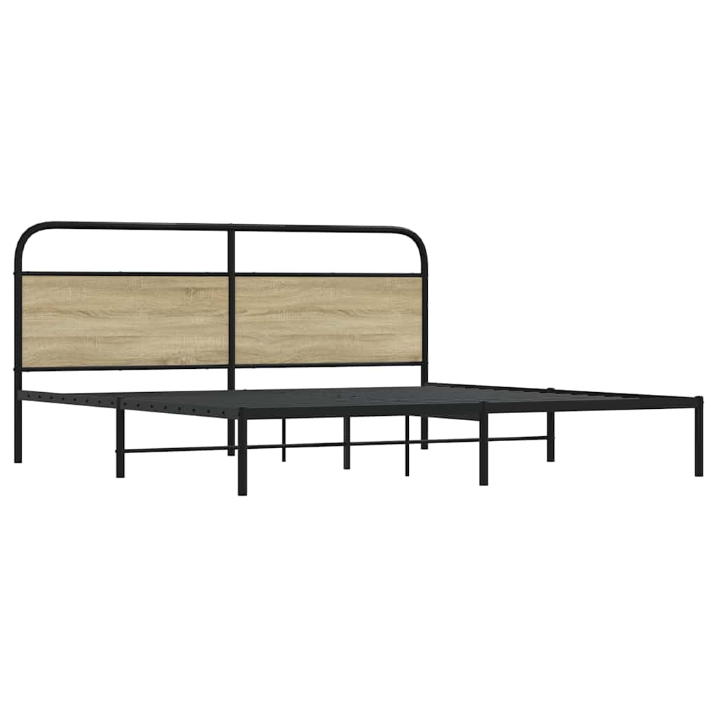 Sengeramme i metall uten madrass sonoma eik 200x200 cm