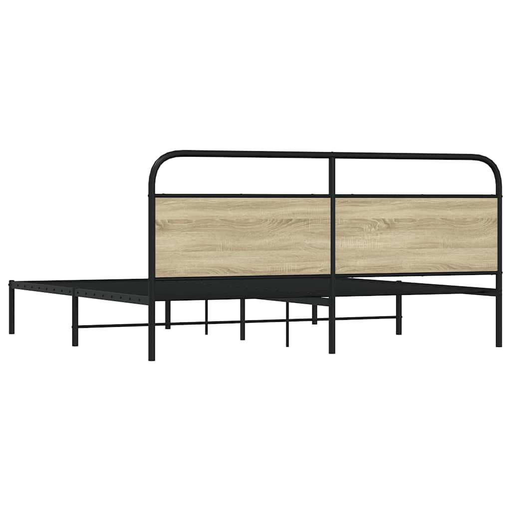 Sengeramme i metall uten madrass sonoma eik 200x200 cm