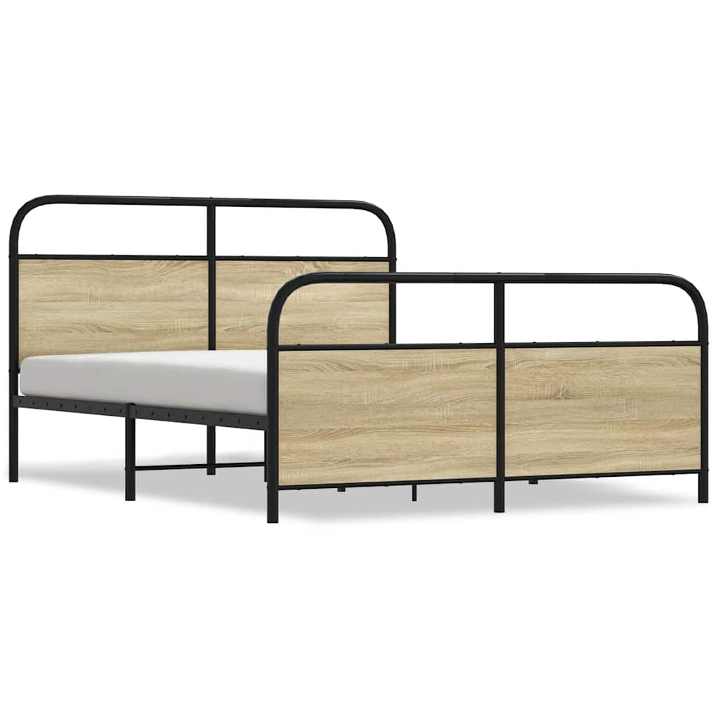 Sengeramme i metall uten madrass sonoma eik 150x200 cm