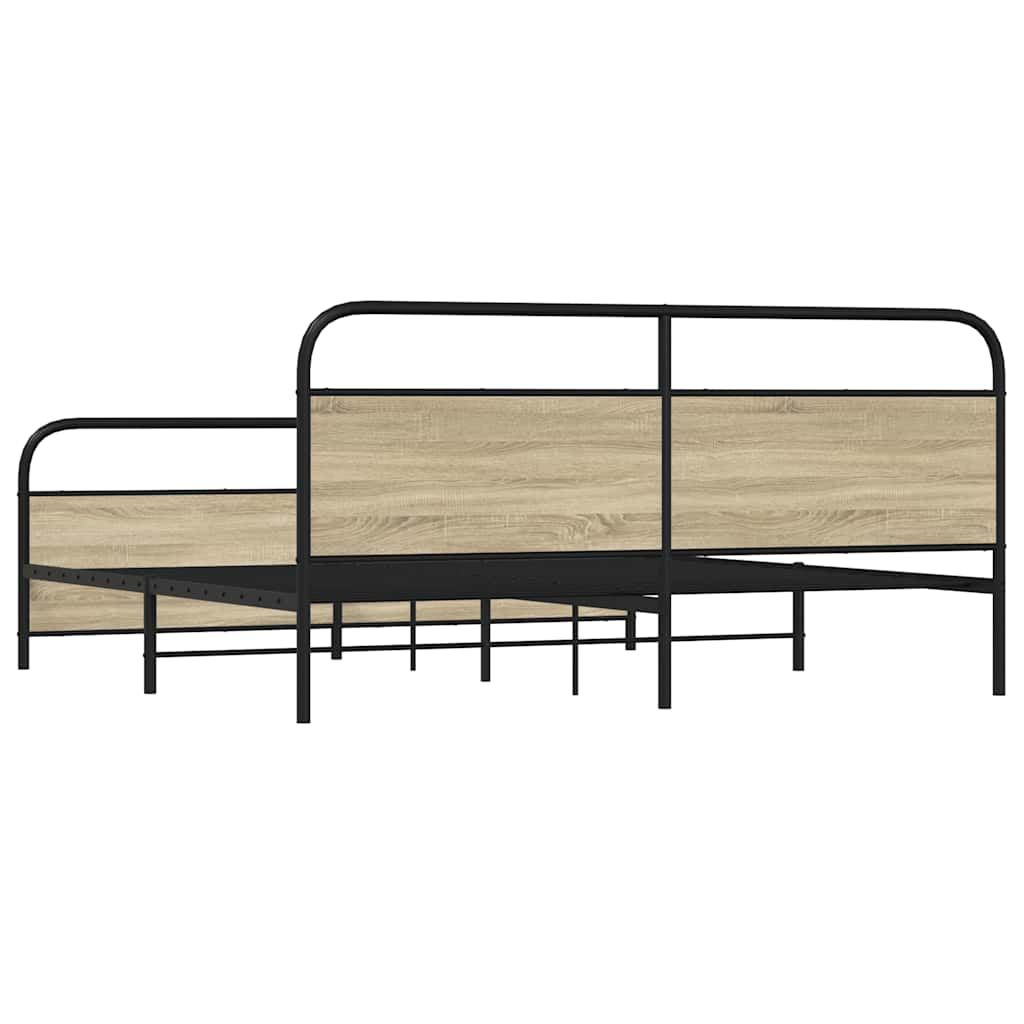 Sengeramme i metall uten madrass sonoma eik 183x213 cm