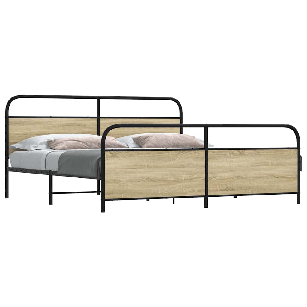 Sengeramme i metall uten madrass sonoma eik 183x213 cm
