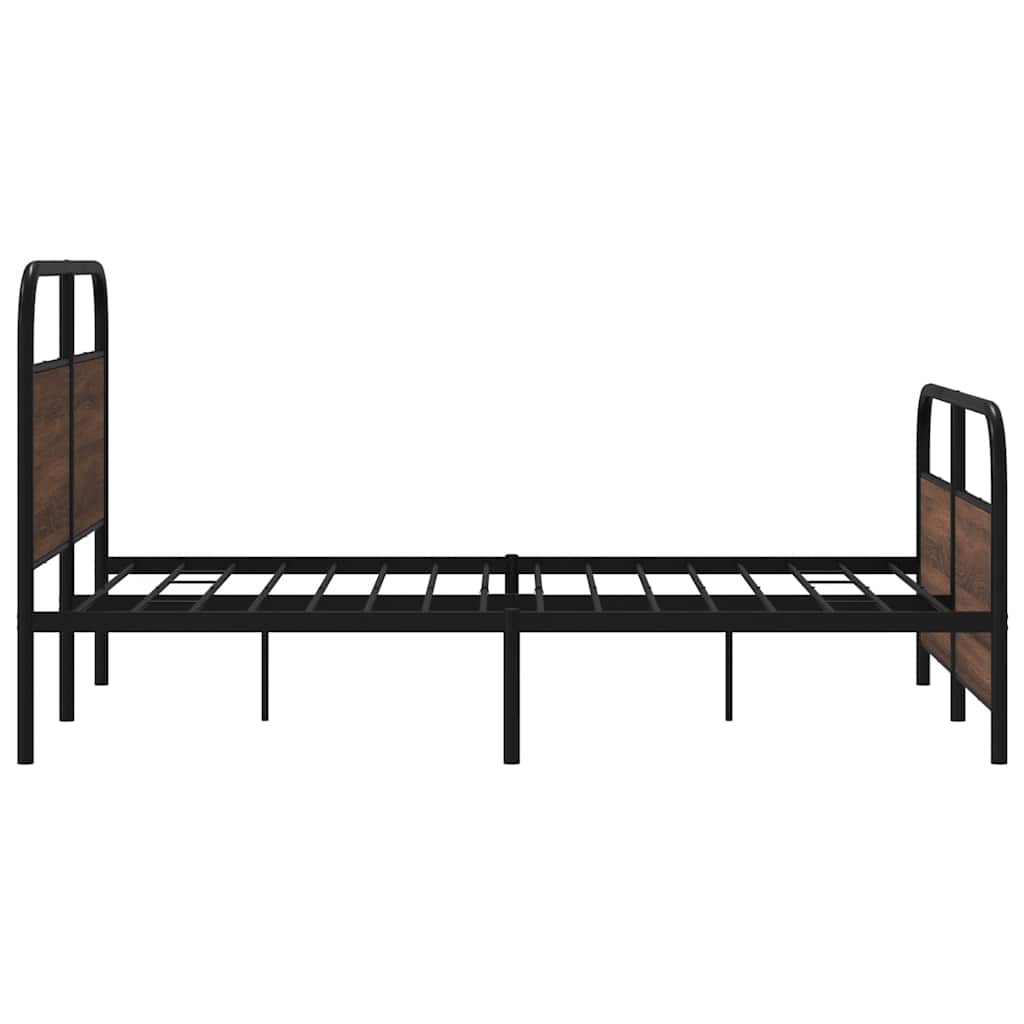 Sengeramme i metall uten madrass brun eik 140x190 cm