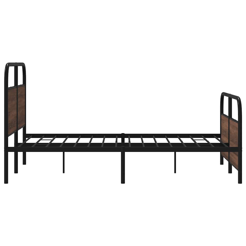 Sengeramme i metall uten madrass brun eik 140x200 cm