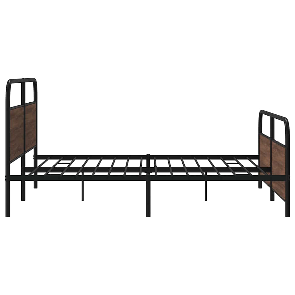 Sengeramme i metall uten madrass brun eik 183x213 cm