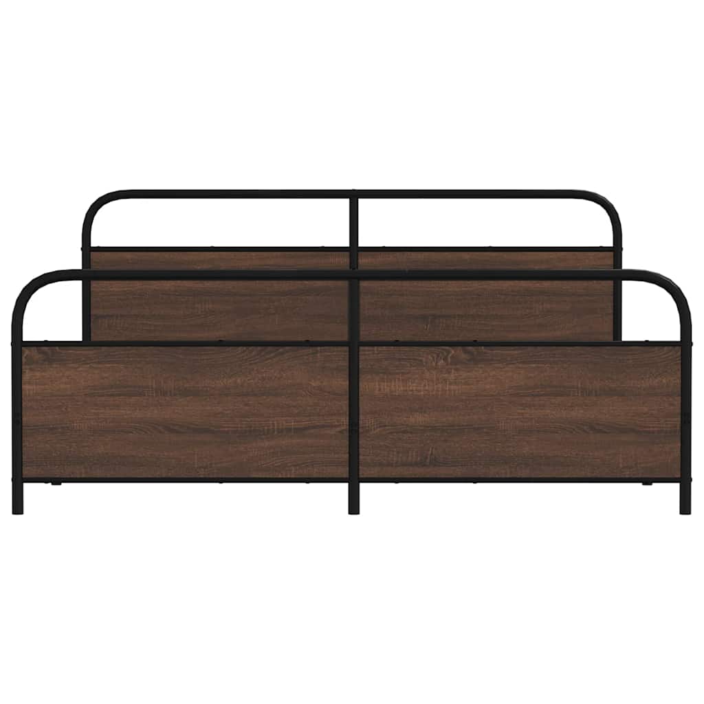 Sengeramme i metall uten madrass brun eik 193x203 cm