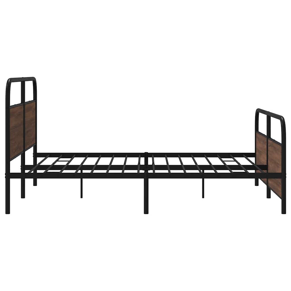 Sengeramme i metall uten madrass brun eik 200x200 cm
