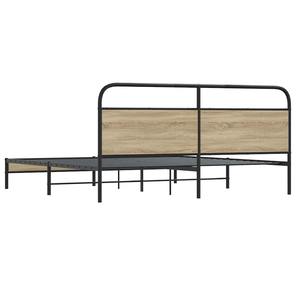 Sengeramme i metall uten madrass røkt eik 200x200 cm