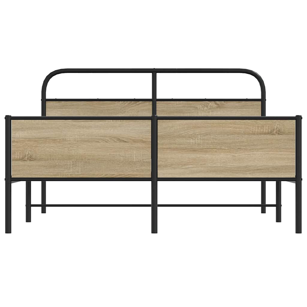 Sengeramme i metall uten madrass røkt eik 160x200 cm