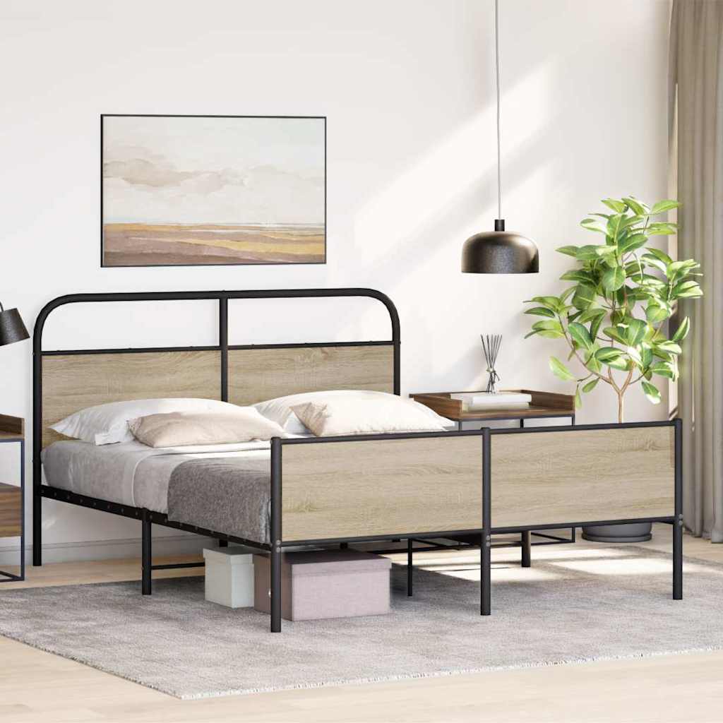 Sengeramme i metall uten madrass røkt eik 180x200 cm