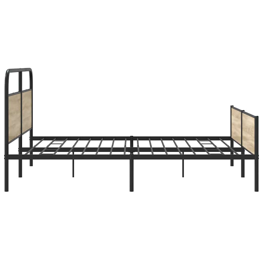 Sengeramme i metall uten madrass røkt eik 183x213 cm