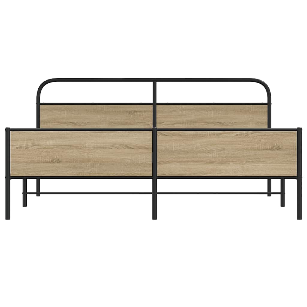 Sengeramme i metall uten madrass røkt eik 200x200 cm