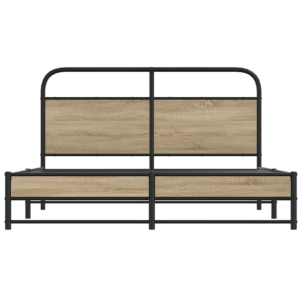 Sengeramme i metall uten madrass røkt eik 160x200 cm