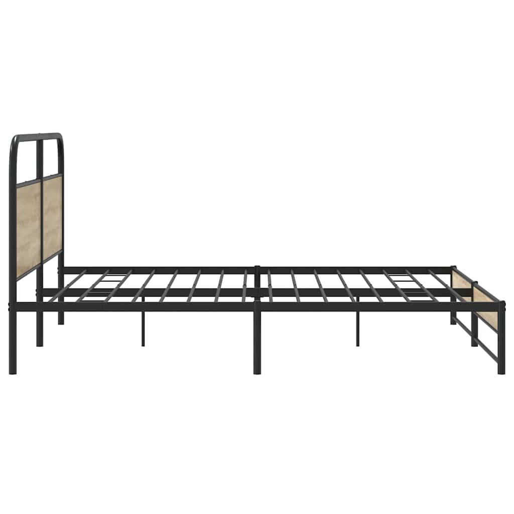 Sengeramme i metall uten madrass røkt eik 193x203 cm