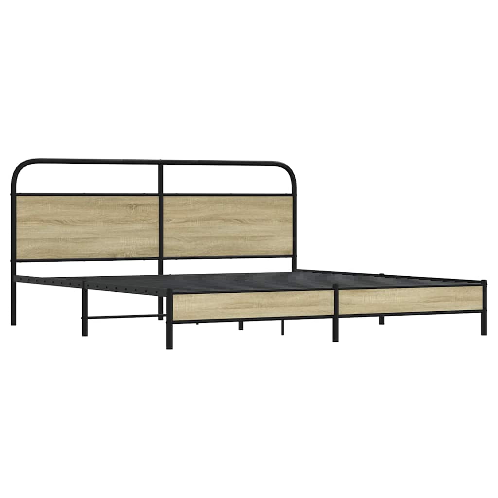 Sengeramme i metall uten madrass sonoma eik 183x213 cm