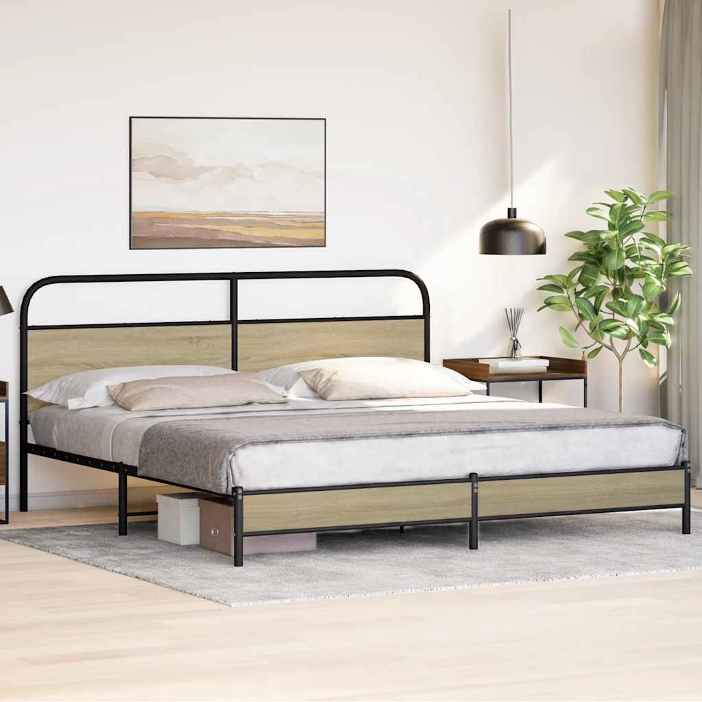 Sengeramme i metall uten madrass sonoma eik 183x213 cm