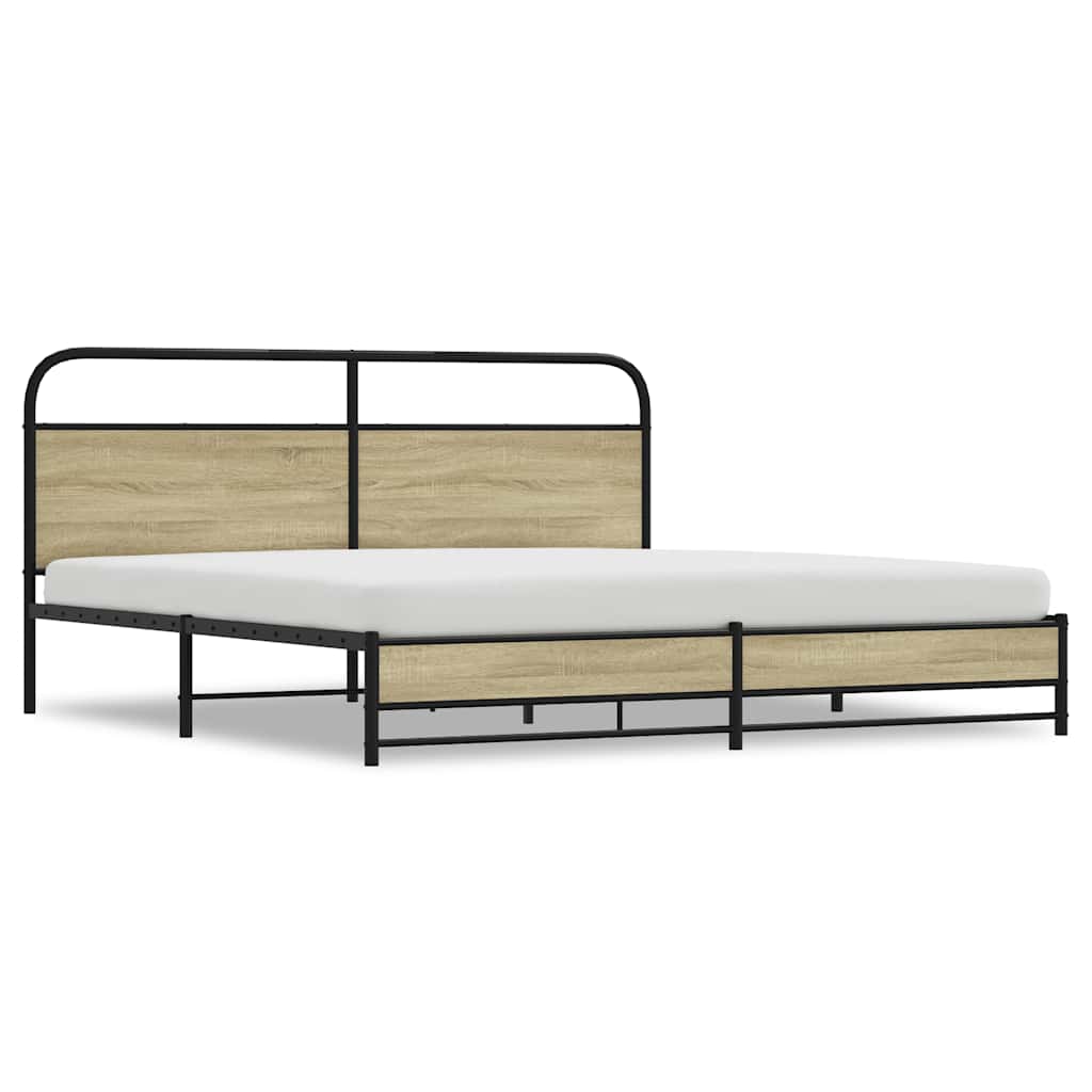 Sengeramme i metall uten madrass sonoma eik 183x213 cm
