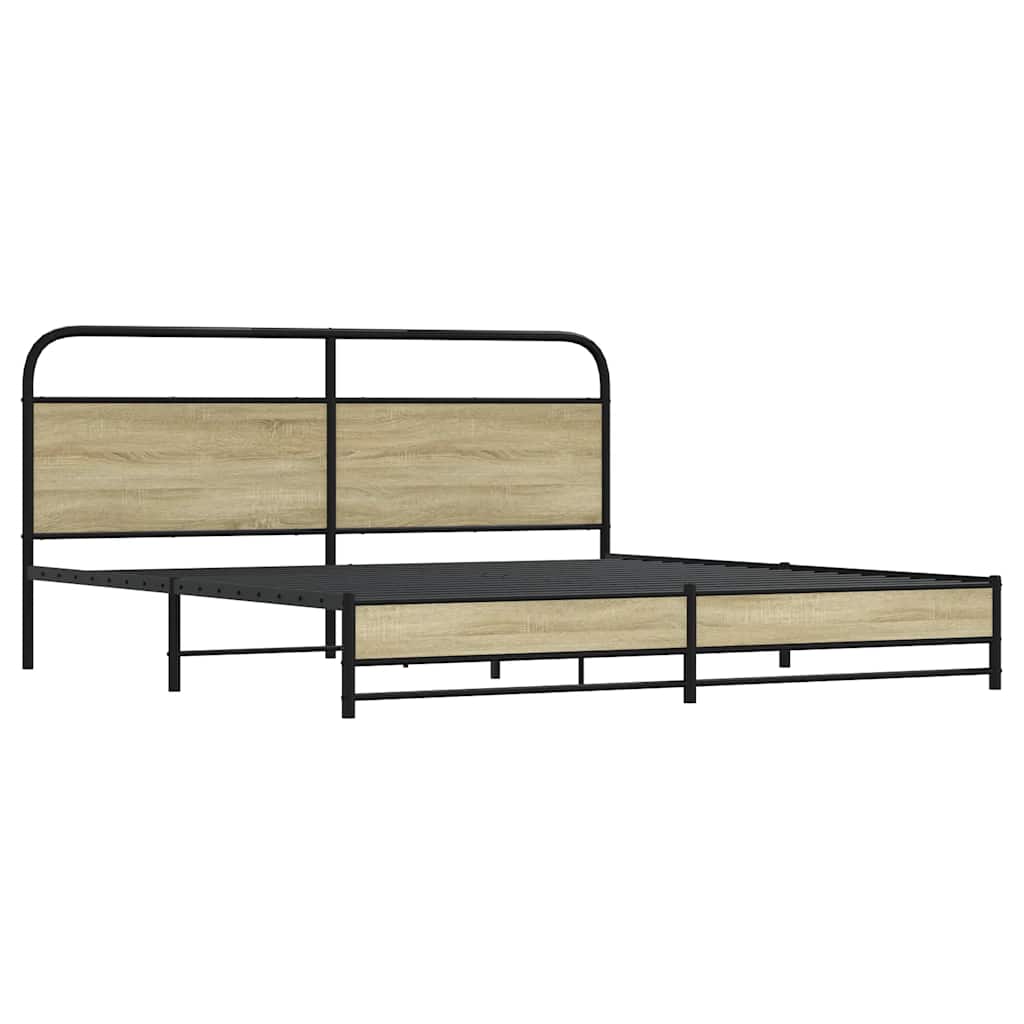 Sengeramme i metall uten madrass sonoma eik 183x213 cm