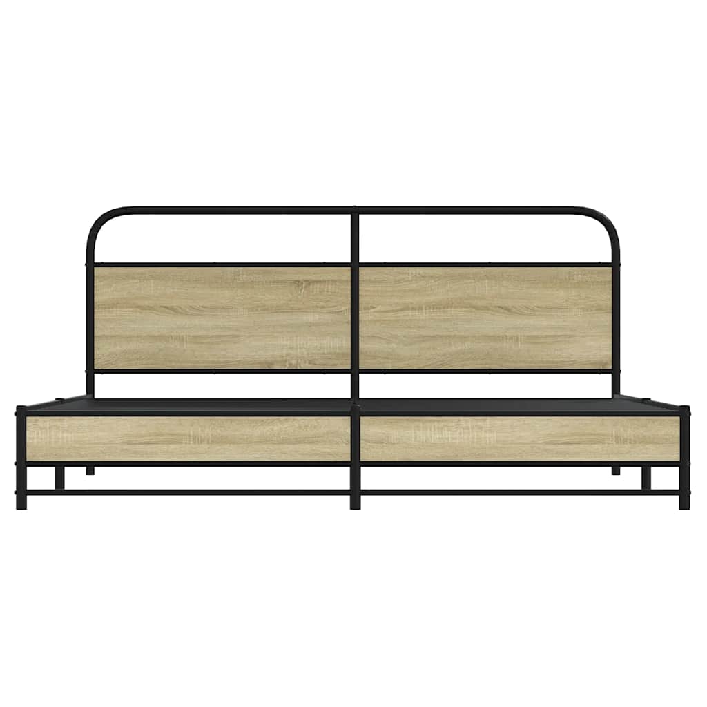 Sengeramme i metall uten madrass sonoma eik 183x213 cm