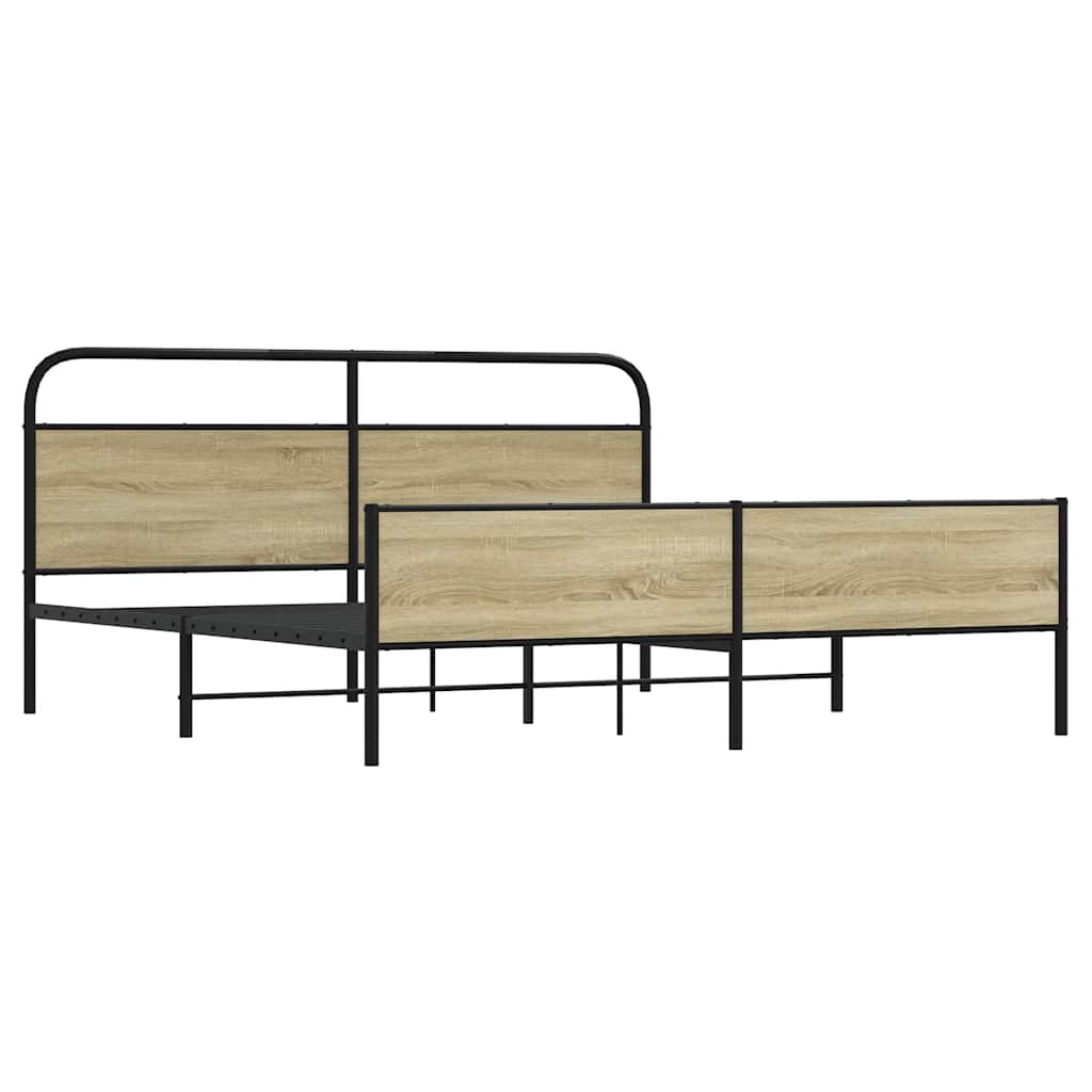 Sengeramme i metall uten madrass sonoma eik 180x200 cm