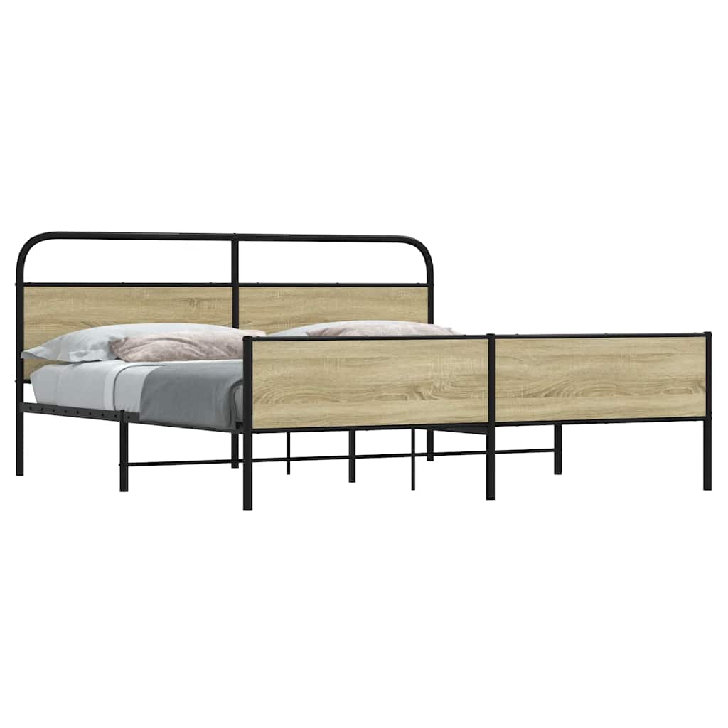 Sengeramme i metall uten madrass sonoma eik 180x200 cm