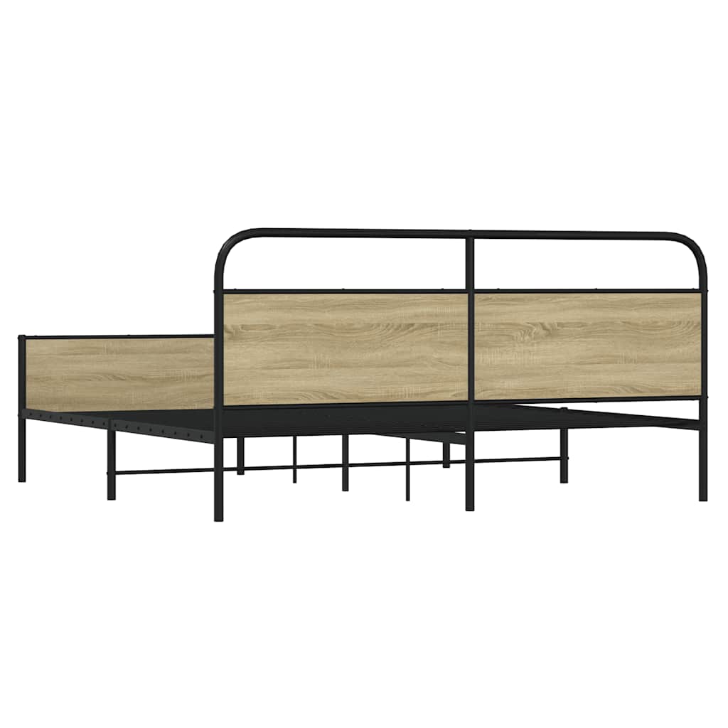 Sengeramme i metall uten madrass sonoma eik 183x213 cm