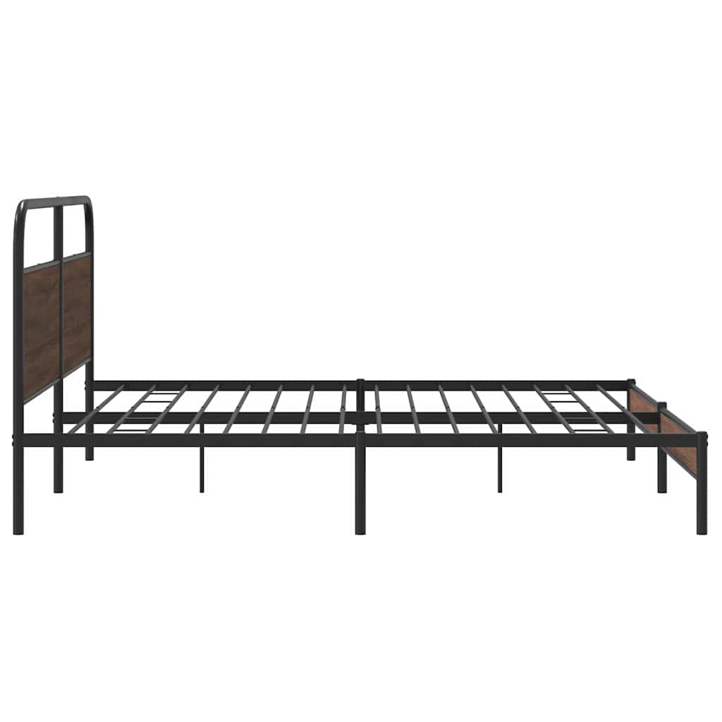 Sengeramme i metall uten madrass brun eik 200x200 cm