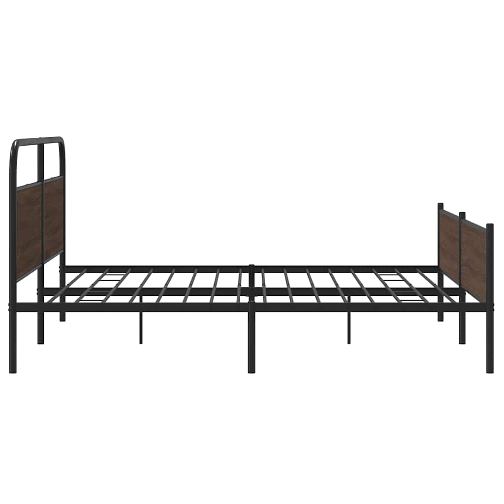 Sengeramme i metall uten madrass brun eik 183x213 cm