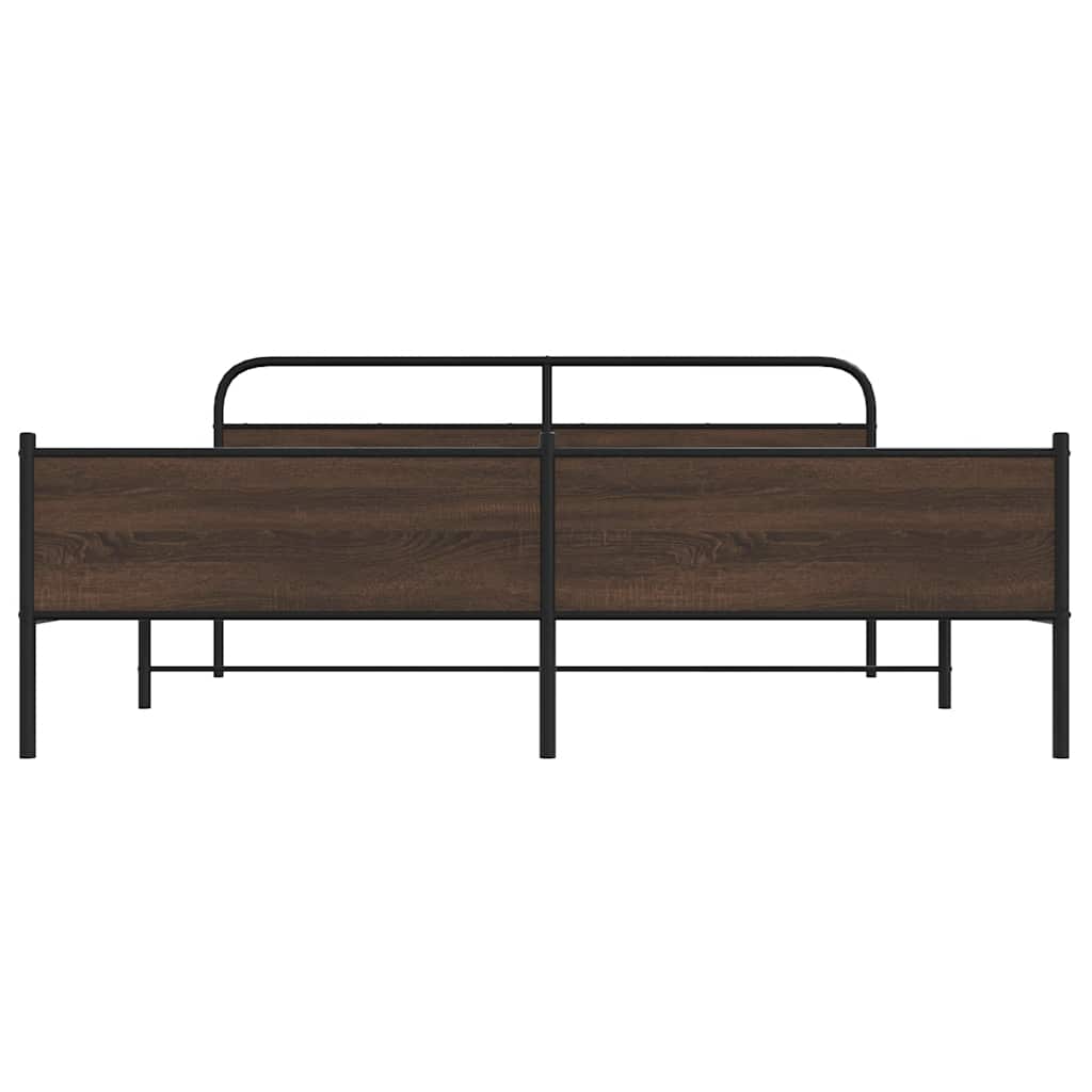 Sengeramme i metall uten madrass brun eik 200x200 cm