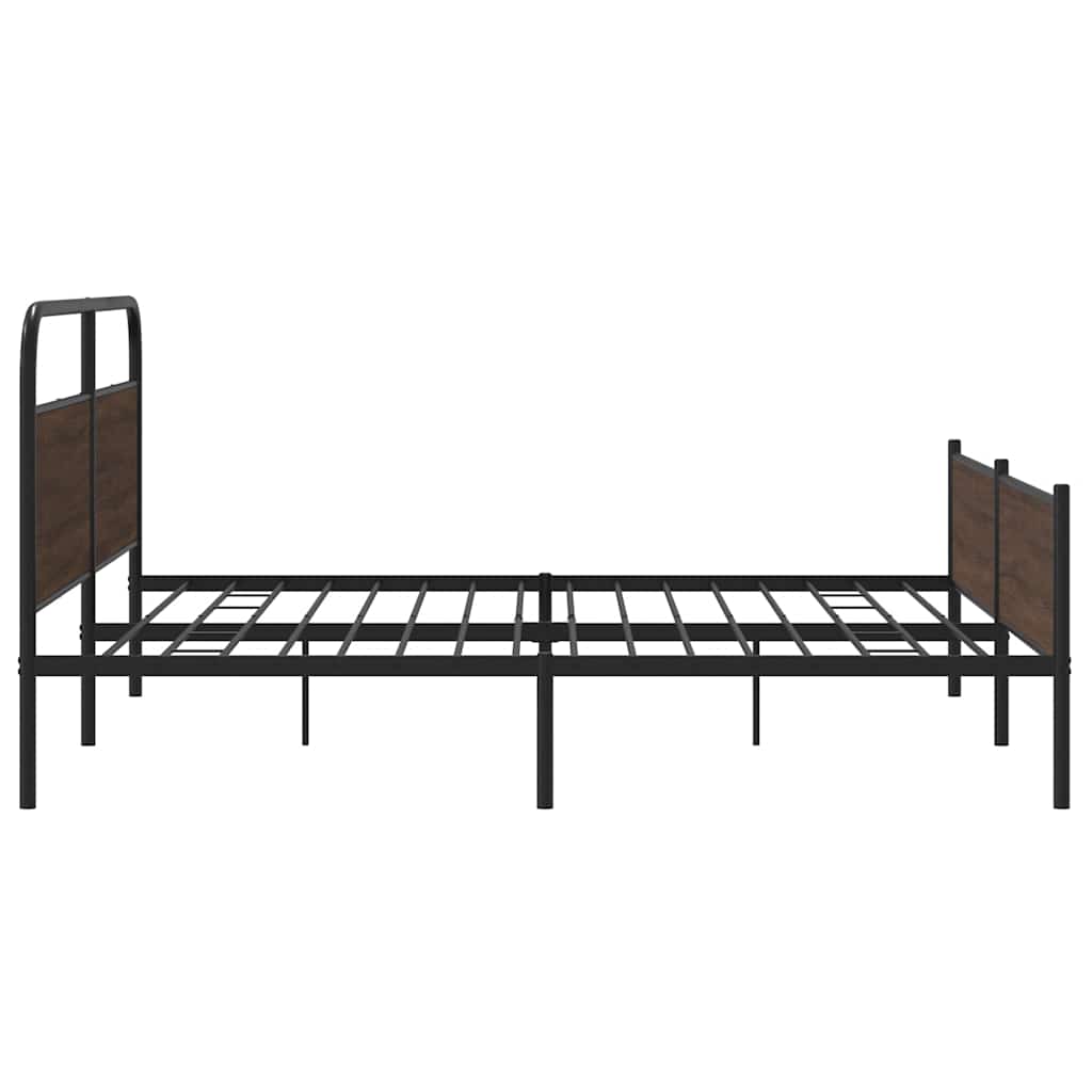 Sengeramme i metall uten madrass brun eik 200x200 cm