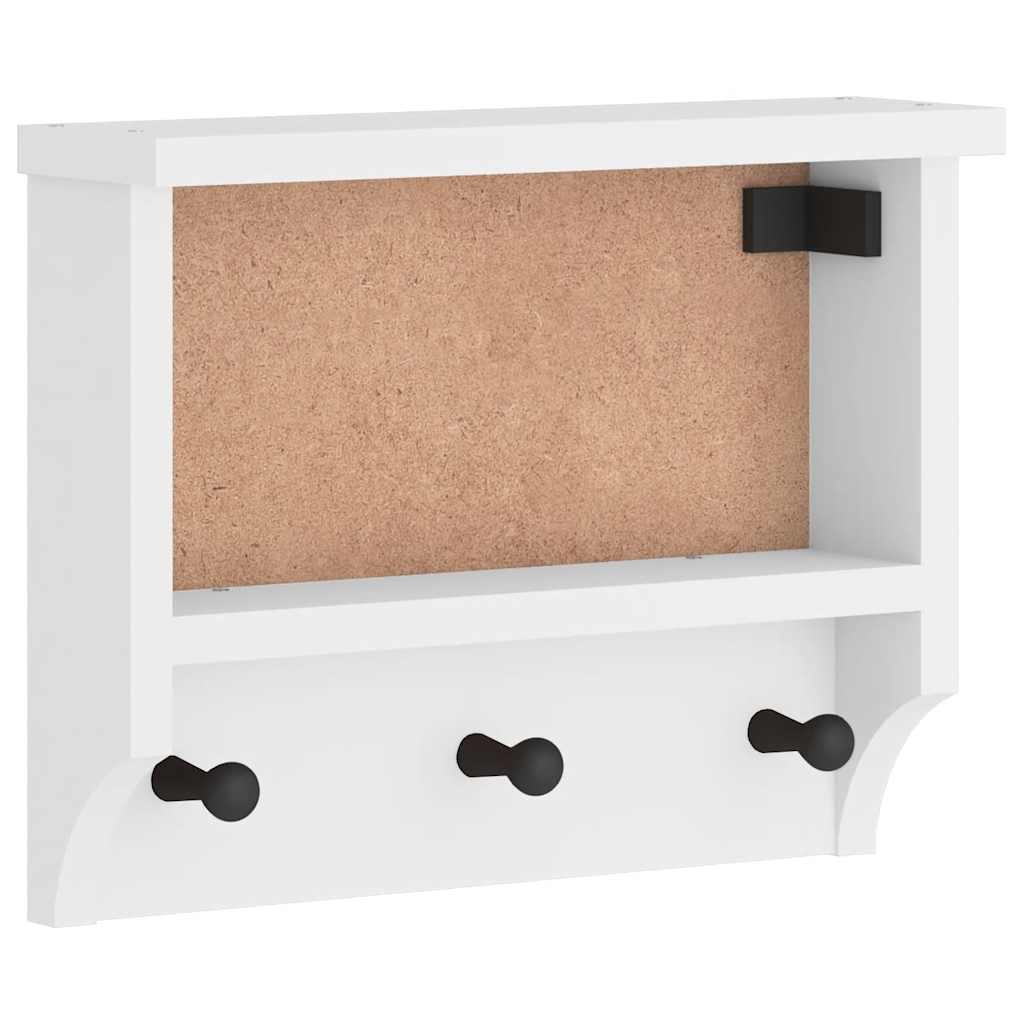 Veggmontert knaggrekke SANDNES hvit 45x12x35 cm heltre furu