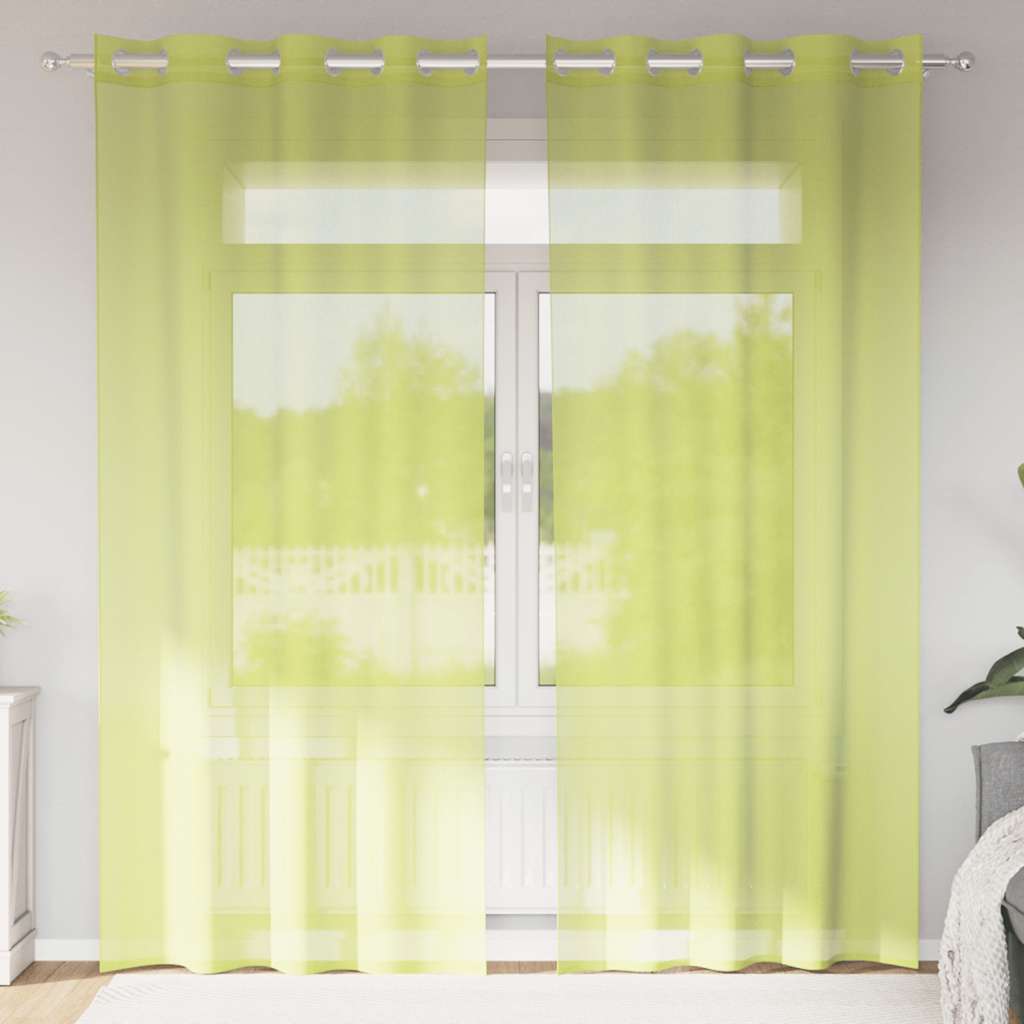 Voilegardiner med grommets 2 stk eplegrønn 140x245 cm