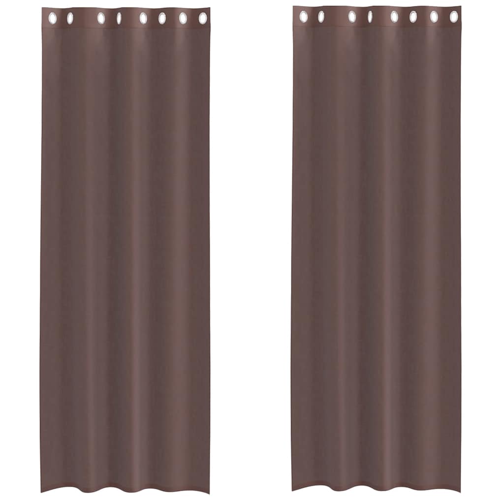 Voilegardiner med grommets 2 stk brun 140x300 cm