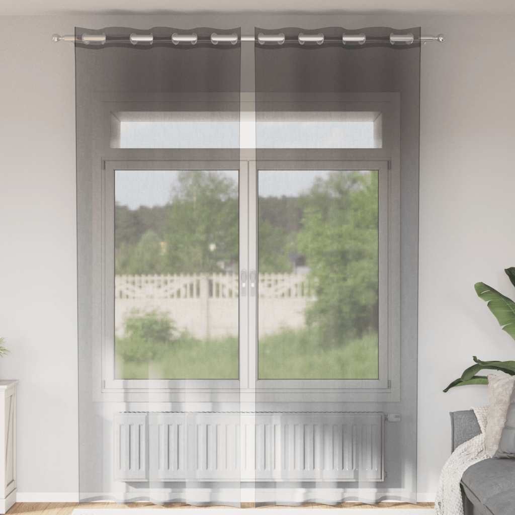 Voilegardiner med grommets 2 stk mørkegrå 140x260 cm