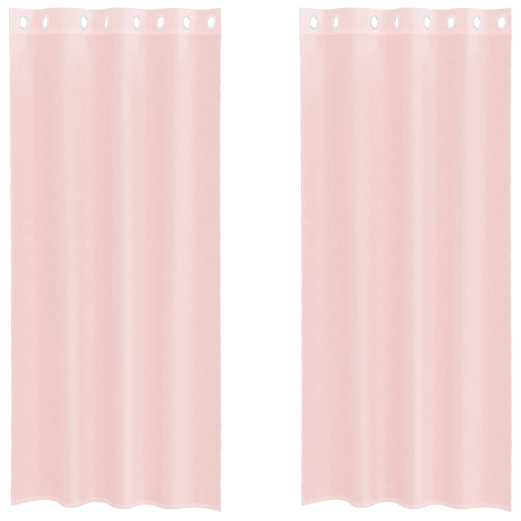 Voilegardiner med grommets 2 stk lyserosa 140x245 cm