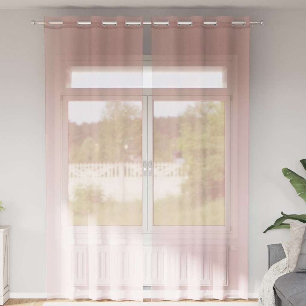 Voilegardiner med grommets 2 stk lyserosa 140x260 cm