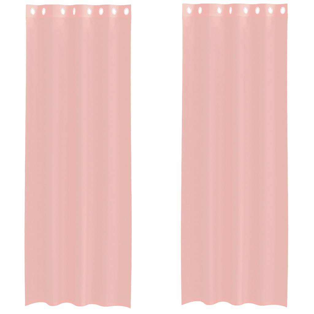 Voilegardiner med grommets 2 stk rosa 140x300 cm