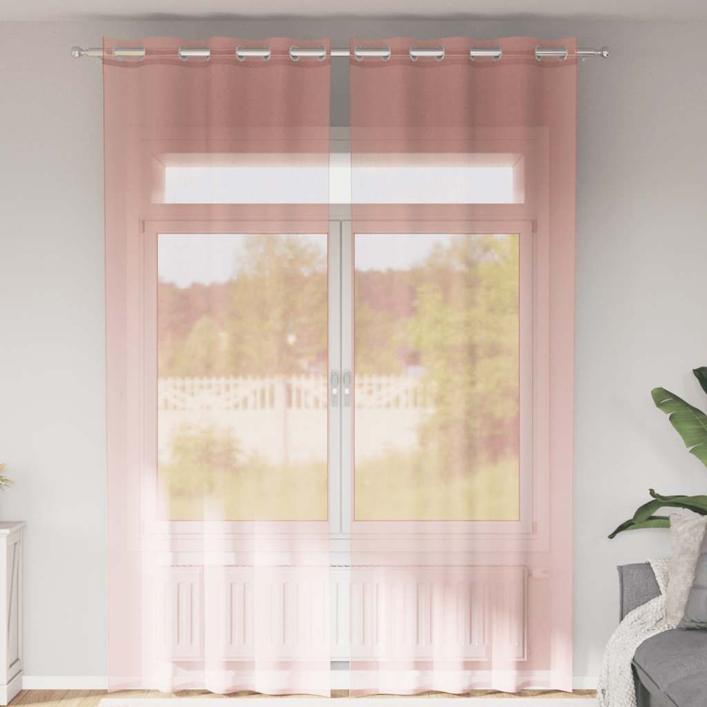 Voilegardiner med grommets 2 stk rosa 140x300 cm