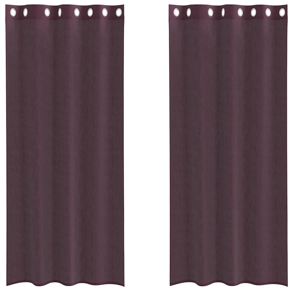 Voilegardiner med grommets 2 stk lilla 140x245 cm