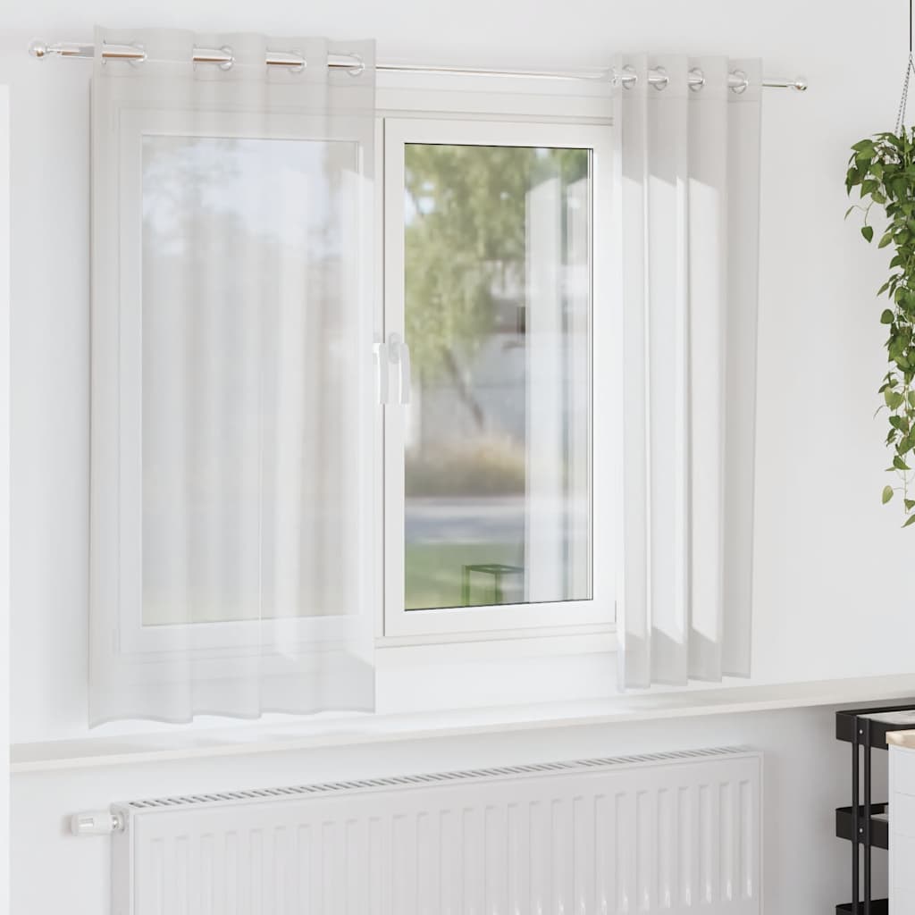 Voilegardiner med grommets 2 stk hvit vidaXL