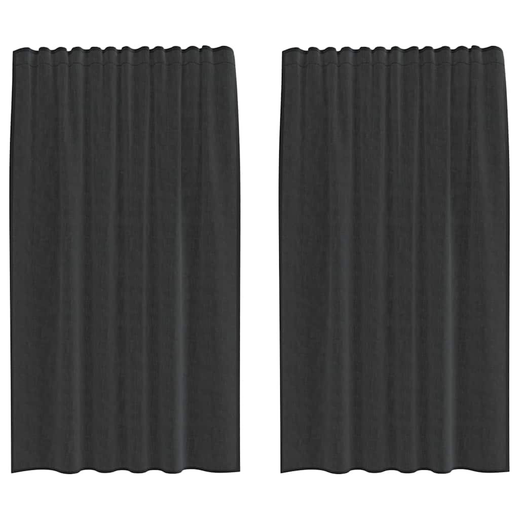 Voile gardiner med stanglommer 2 stk svart
